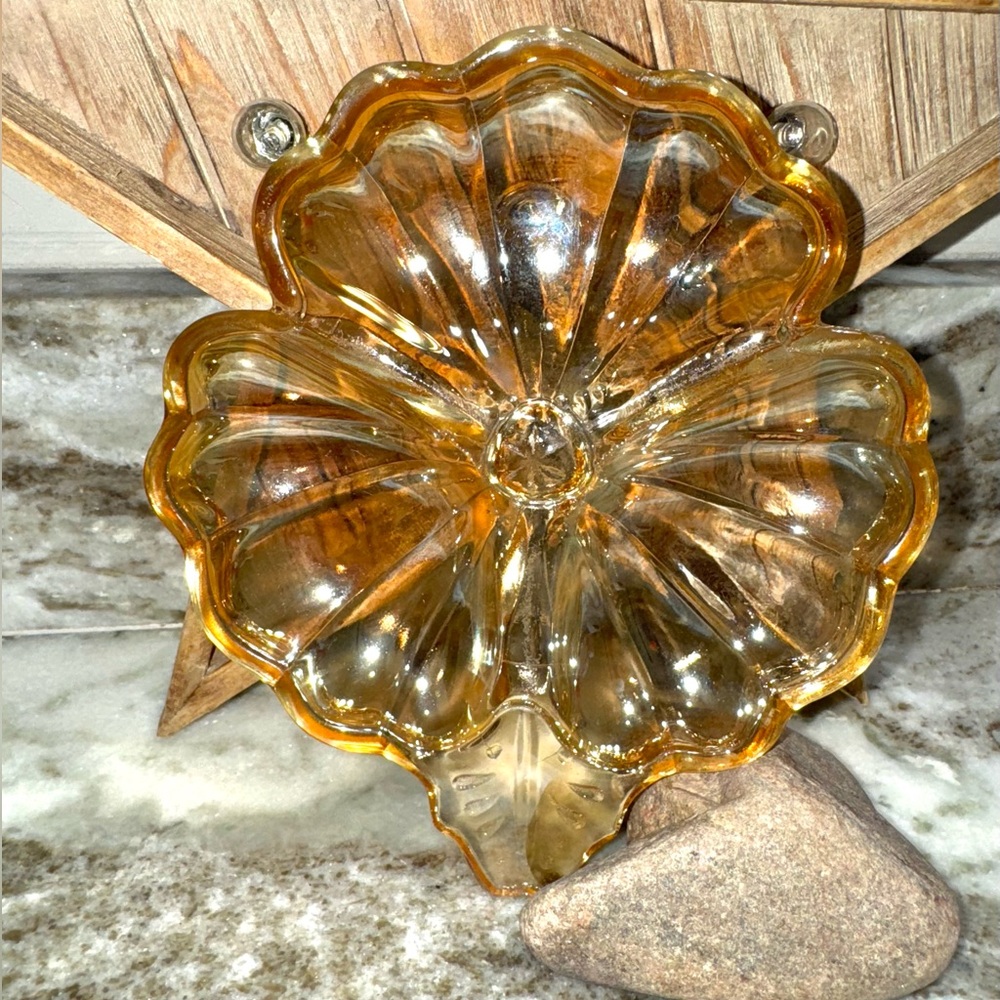 Vintage Carnival Clover Leaf Iridescent Dish